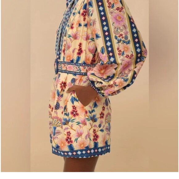 NWT Farm Rio Cream Superbloom Tapestry Organic Cotton Romper - Picture 2 of 6